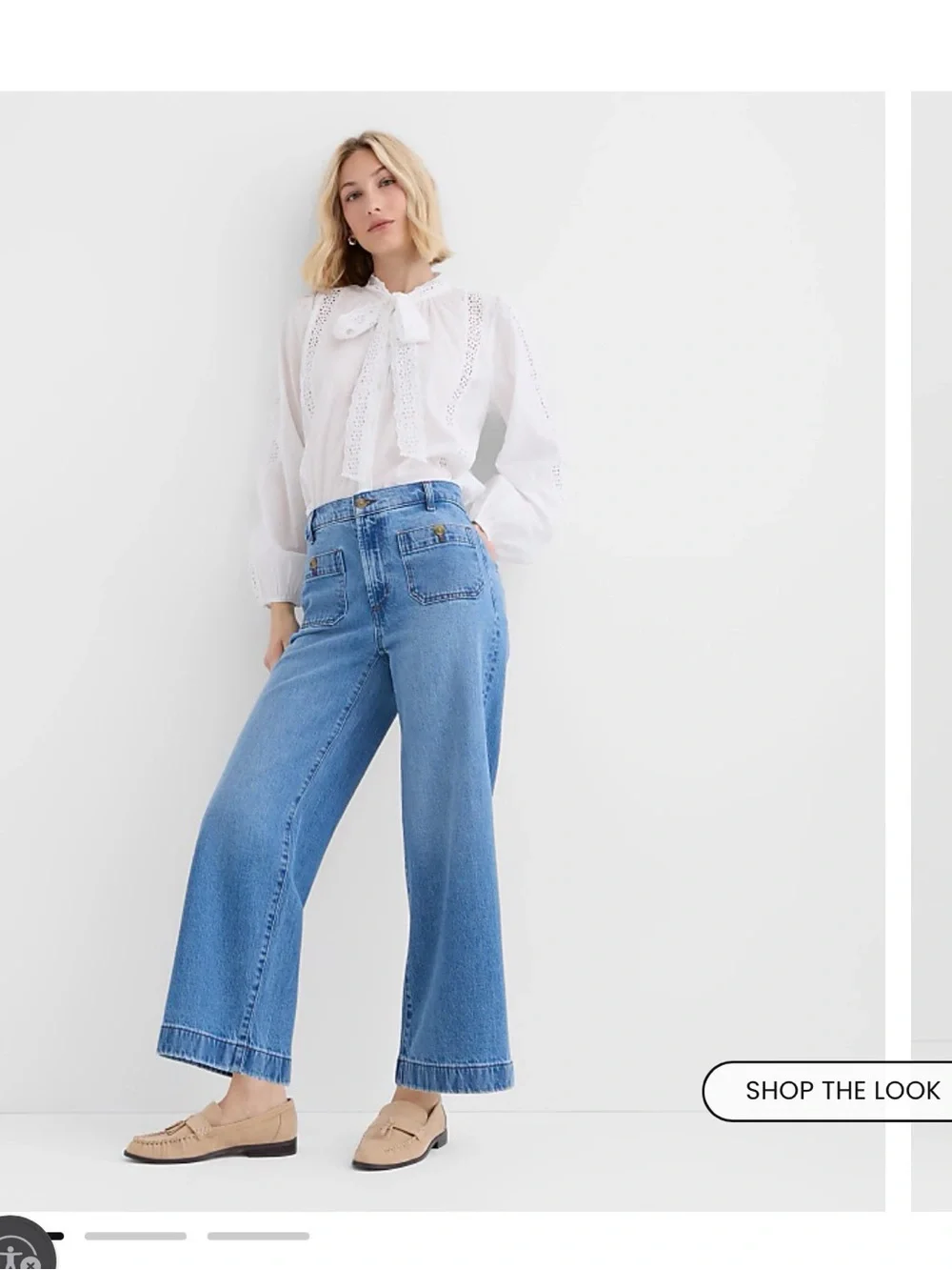 LOFT High Rise The Palmer Wide Leg Crop Jeans Mid Vintage Wash Size 29/8 Colette - Picture 3 of 9